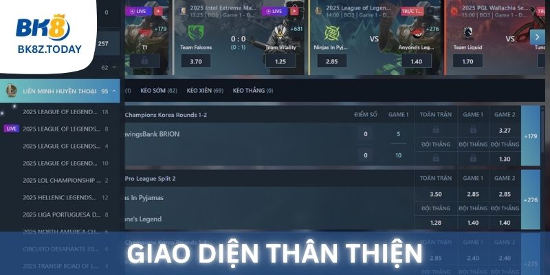 Giao Diện Thân Thiện tại Thể Thao Điện Tử BK8